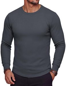 เสื้อกันหนาวผู้ชายแบบวาฟเฟิลถัก แขนยาว เสื้อซับใน ขายส่ง - Product Image 1