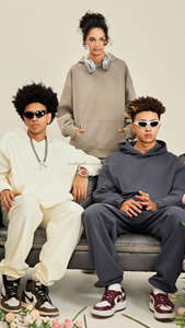 H5414 Sweat à capuche zippé brodé d'hiver, doublure en molleton français de haute qualité, sans cordon, surdimensionné, unisexe, 100% coton - Product Image 5