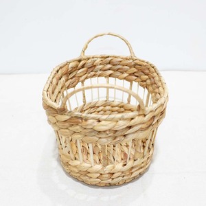 Woven Oval Storage <b>Basket</b> Decorative Water Hyacinth <b>Hamper</b> with Handles <b>for</b> Home Organization - Product Image 4