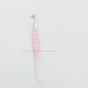 Pince à épiler d'extension de cils rose couleur rose clair dos blanc argent avec des kits d'outils de cils de haute qualité pince à cils - Product Image 5