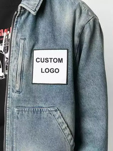 Veste en jean déchiré clouté style streetwear pour homme – Coupe courte, col montant, décontractée, personnalisable, avec motifs variés - Product Image 3