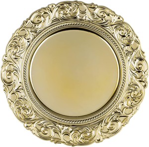 Platos Decorativos Estilo Francés Barroco Dorado al por Mayor para Bodas, Banquetes y Eventos - Product Image 4