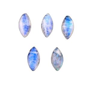 Cabujón de piedra lunar arcoíris Natural de 5 piezas de alta calidad, cuentas con forma de marquesa suave, Color blanco para la fabricación de joyas - Product Image 1