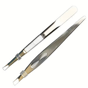 Ensemble de pinces à épiler de précision en acier inoxydable, pour le modelage des sourcils et l'élimination des poils incarnés, avec pointes inclinées et courbées - Product Image 1