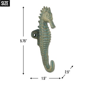 Seahorse Wall <b>Hook</b> Metal Vintage Style Rust Resistant <b>Single</b> <b>Hook</b> Animal Design Waterproof Eco-Friendly Durable Garden - Product Image 4