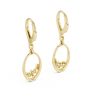 18K Yellow Gold Floating Baguette Lab Grown Diamond Round Drop <b>Earrings</b> Modern Open Oval <b>Hoop</b> Dangle Fine Jewelry for Women's - Product Image 5
