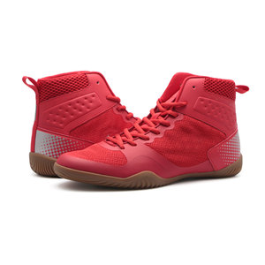 Zapatos de Boxeo de Cuero de Primera Calidad, Suela con Agarre Fuerte, Parte Superior Transpirable, Construcción Duradera, Diseño Ligero y Flexible, Cierre de Velcro - Product Image 1