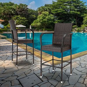 2 chaises hautes dégradées marron pour mobilier de patio - Product Image 4