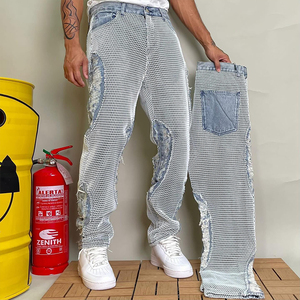 Custom logo Designer Baggy <b>Stretch</b> Fold Jeans Fringe Skinny Flared Jeans Wide-leg Cotton Jeans for <b>Men</b> With Premium Quality - Product Image 1
