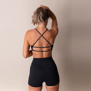 Soutien-gorge de sport yoga croisé dans le dos, très extensible, avec logo frontal, maintien élevé pour femme - Vente en gros - Product Image 2