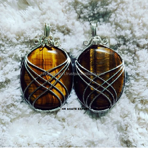 Wholesale Factory Price Necklace with Carved <b>Opal</b> Oval Stone Pendant Natural Gemstone Wire Wrapped Jewelry Healing Crystals - Product Image 5