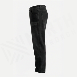 Jean en denim coupe droite délavé foncé pour homme, taille haute, coupe classique, en coton, style décontracté, pantalon d'automne - Product Image 5