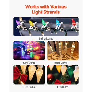 Confezione da 200 Clip Impermeabili per Luci Natalizie, Ganci per Illuminazione Esterna per Tegole e Grondaie, Decorazioni C3 C4 - Product Image 3