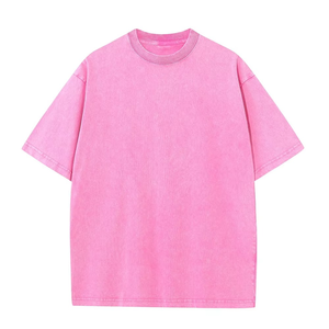 T-shirt à logo personnalisé en coton délavé à l'acide, séchage rapide, respirant, col rond, écologique, léger, tricoté, coupe ample - Product Image 5