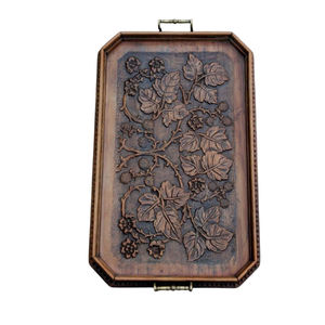 Plateau de service octogonal marocain en bois fait main avec incrustation de nacre, motif maure, vaisselle décorative artisanale pour la maison - Product Image 2