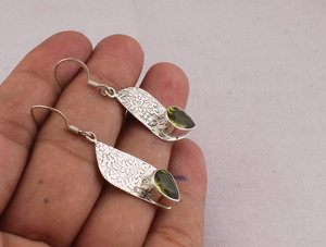925 Sterling <b>Silver</b> Natural Peridot <b>Earrings</b> Handmade Pear Cut Green Gemstone Jewelry Teardrop <b>Dangle</b> Drop <b>Earrings</b> - Product Image 4