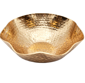 Wave Edge Scalloped Design Wabi Sabi Bloom Shape <b>Large</b> Decorative Hammered Metal Modern Handicraft Bowls Dishwasher <b>Safe</b> - Product Image 1