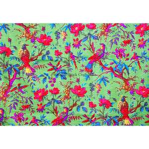 Colcha Kantha de Algodón 100% Hecha a Mano en Rajasthan, Reversible, Estampada, Vintage, Ecológica, para Todas las Estaciones, Tamaño Doble - Product Image 2