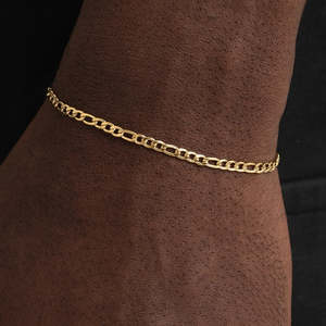18K Gold Plated Figaro Chain Bracelet | Classic Figaro Link Bracelet for <b>Men</b> & Women - Product Image 2