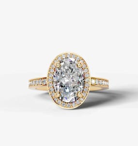 Oval Cut Moissanite 925 Sterling <b>Silver</b> Yellow Gold Plated Elegant <b>Solitaire</b> Engagement <b>Ring</b> Classic Bridal Wedding Party - Product Image 1