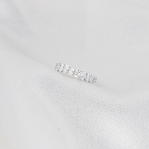 แหวนเพชรทรงรี 3.15 กะรัต เพาะเลี้ยงในห้องปฏิบัติการ ดีไซน์แบบ Eternity Band ทองคำขาว 14K แหวนแบบซ้อนได้ แหวนแต่งงานทันสมัย เครื่องประดับชั้นดี - Product Image 6