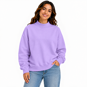 New Design Relaxed Fit Women's Plus Size <b>Mock</b> <b>Neck</b> Long Sleeve Sweatshirt High Quality Material Street Style Pullover <b>Top</b> - Product Image 1