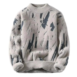 Suéter de Punto Trenzado Grueso para Hombre, Tejido Cálido y Suave, Manga Larga, Informal, Transpirable - Product Image 5