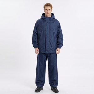 Traje Impermeable Azul Verde Azulado Moderno para Hombre, Dos Piezas, Poliéster con Costuras Selladas, con Capucha, Resistente al Viento, Ropa de Trabajo Marina - Product Image 5