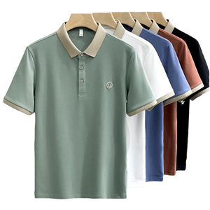 Camiseta de Golf de Algodón para Hombre, Antiarrugas, con Diseño Geométrico Personalizado, Estampada - Product Image 5
