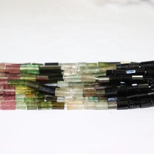 Perles à facettes en tube de tourmaline multi 5*10mm 15 pouces Perles de tourmaline pour la fabrication de bijoux pour perles de pierre uniques - Product Image 1