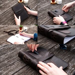 Diario de Cuero Personalizado Hecho a Mano, Grabado con Nombre, Cuaderno Recargable con Portaplumas, Logotipo Personalizado, Regalo Empresarial, 8x6 Pulgadas - Product Image 2