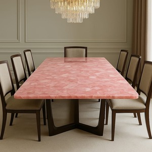 Plateau de table en quartz rose | Plateau de table personnalisé avec logo en quartz rose | Table de restaurant en quartz rose | Plateau de table d'hôtel en quartz rose - Product Image 3