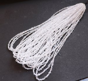 ลูกปัดควอตซ์เฮอร์คิเมอร์สีขาวใส AAA ขนาด 3-3.5 มม. ลูกปัดพลอยควอตซ์เฮอร์คิเมอร์แบบหยาบ คริสตัลเพชรธรรมชาติ - Product Image 4