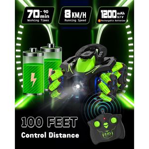 Voiture télécommandée RC tout-terrain 4x4, rotation latérale à 360 degrés, deux batteries rechargeables de 1200 mAh - Product Image 3