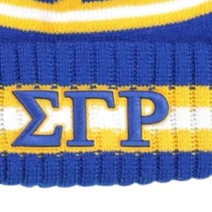 Custom EE-YIP <b>pom</b> Beanie <b>Hat</b> Warm Knitted Winter Cap Embroidered Greek Letter Logo Soft Stretchable Cuffed <b>Hat</b> Casual College - Product Image 5