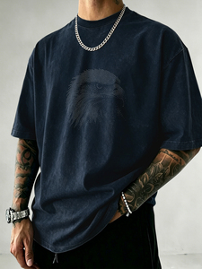 Camiseta Oversize con Efecto Ácido para Hombre, Estilo Urbano Casual, Manga Corta, Corte Holgado, Top de Moda para Uso Diario, Inspirado en las Tendencias Urbanas - Product Image 1