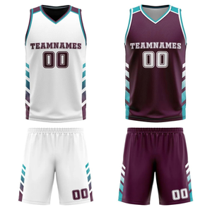Ensemble de maillots de basketball personnalisés de haute qualité, respirants, en maille, avec broderie et sublimation, pour l'été - Product Image 4
