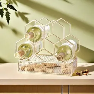 Élégants porte-bouteilles verticaux en métal, conçus pour les espaces de cuisine compacts, au design moderne pour un rangement efficace des bouteilles. - Product Image 1