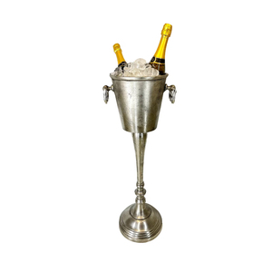 Antique Finish Metal <b>Ice</b> Bucket With Surface Ideal For Vintage Decor And Farmhouse Themed Outdoor Parties Gold Color Plated - Product Image 1