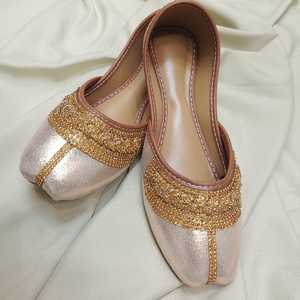 Zapatos Planos de Ballet con Lentejuelas Doradas para Mujer, Todas las Temporadas, Color Sólido, Cómodos, Transpirables, Estilo Punjabi Indio, Khussa para Mujer - Product Image 5