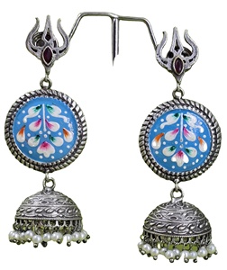 Pendientes Colgantes Étnicos de Latón Oxidado con Baño de Plata Antigua, Forma de Flecha, con Cristal Rojo Engastado en Bisel, para Mujer, Festivos - Product Image 1
