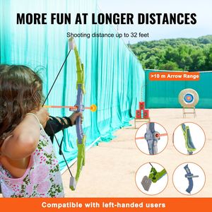 Set da 2 pezzi con luci a LED per bambini tiro con l'arco 20 frecce a ventosa 3 lattine bersaglio 2 farine per gioco all'aperto regalo di compleanno per ragazzi - Product Image 3