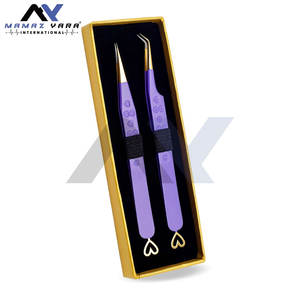 Pinces à cils personnalisées avec logo, vente en gros, pointe droite et courbée, pour extensions de cils, lot de 2, très demandées - Product Image 6