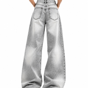 <b>Women</b> Denim <b>Baggy</b> <b>Jeans</b> Custom Color Straight Breathable 100% Cotton Stylish Comfortable Trendy Premium Modern Streetwear Loose - Product Image 2