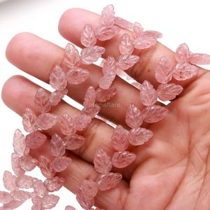 Cuentas de cuarzo rosa natural en forma de hoja de 10-11 mm, cuentas de piedras preciosas talladas a mano, cuentas sueltas de cuarzo rosa para joyería al por mayor. - Product Image 5