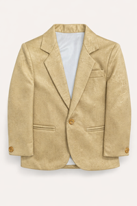 Blazer doré texturé pour garçons, veste de costume formelle à simple boutonnage avec revers cranté en tissu peigné, idéal pour les fêtes et banquets - Product Image 3