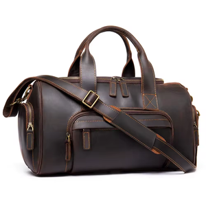 Custom Vintage <b>Large</b> Capacity <b>Holdall</b> Duffel Bag Genuine Leather Weekender Overnight Travel Bag Leather <b>Men</b> Duffel Bag - Product Image 2