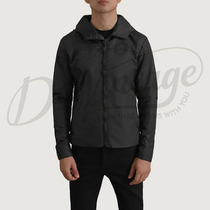 Chaqueta Cortavientos Ligera Negra para Hombre con Capucha, Corte Ajustado, Resistente al Agua, Chaqueta Deportiva Informal para Exteriores, Chaqueta de Golf - Product Image 3