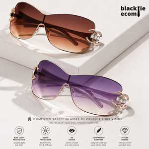 Oversized Wrap Shield Sunglasses Unisex UV400 Polarized Fashion <b>Eyewear</b> Decorative Temple for Hiking Beach Travel - Product Image 5