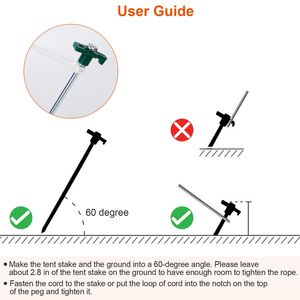 Set di 20 Picchetti per Tenda Resistenti da 25 cm con Corde in Nylon da 2,95 m e Martello per Tende Pop-up - Product Image 4